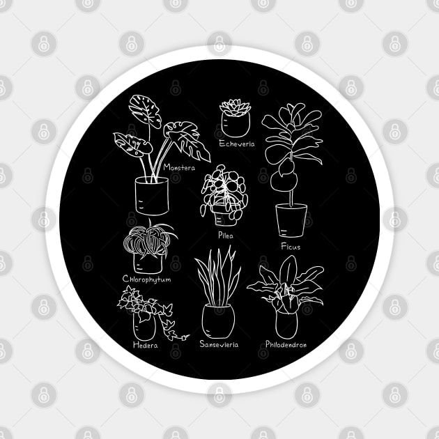 Hand Drawn Indoor Plants for Plant Lovers and Lovers of Cottage Core Magnet by YourGoods